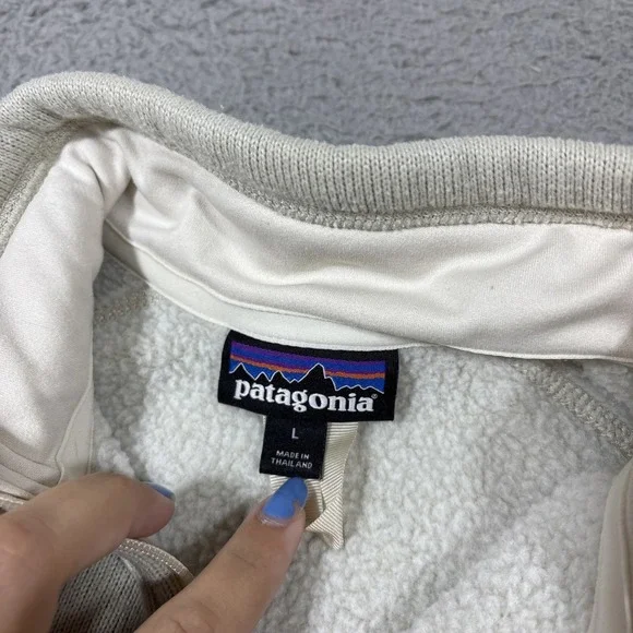 Patagonia Better Sweater Womens Large 1/4 Zip Pullover Off White Fleece Outdoors - Picture 3 of 9